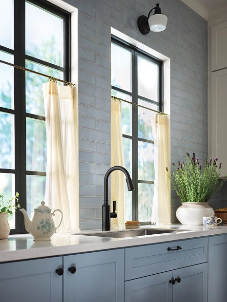 Moen 87679BL Gilden 1-Handle High Arc Pull-Down Kitchen Faucet - Matte Black