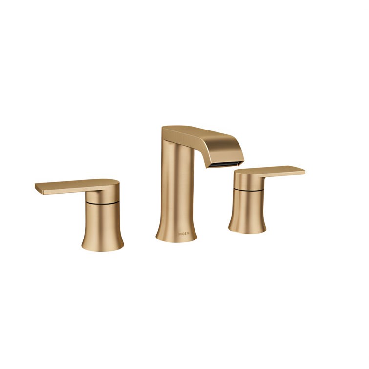 Moen 84763BZG Genta Bathroom 2-Handle Faucet W/ Drain & Valve in Bronzed Gold