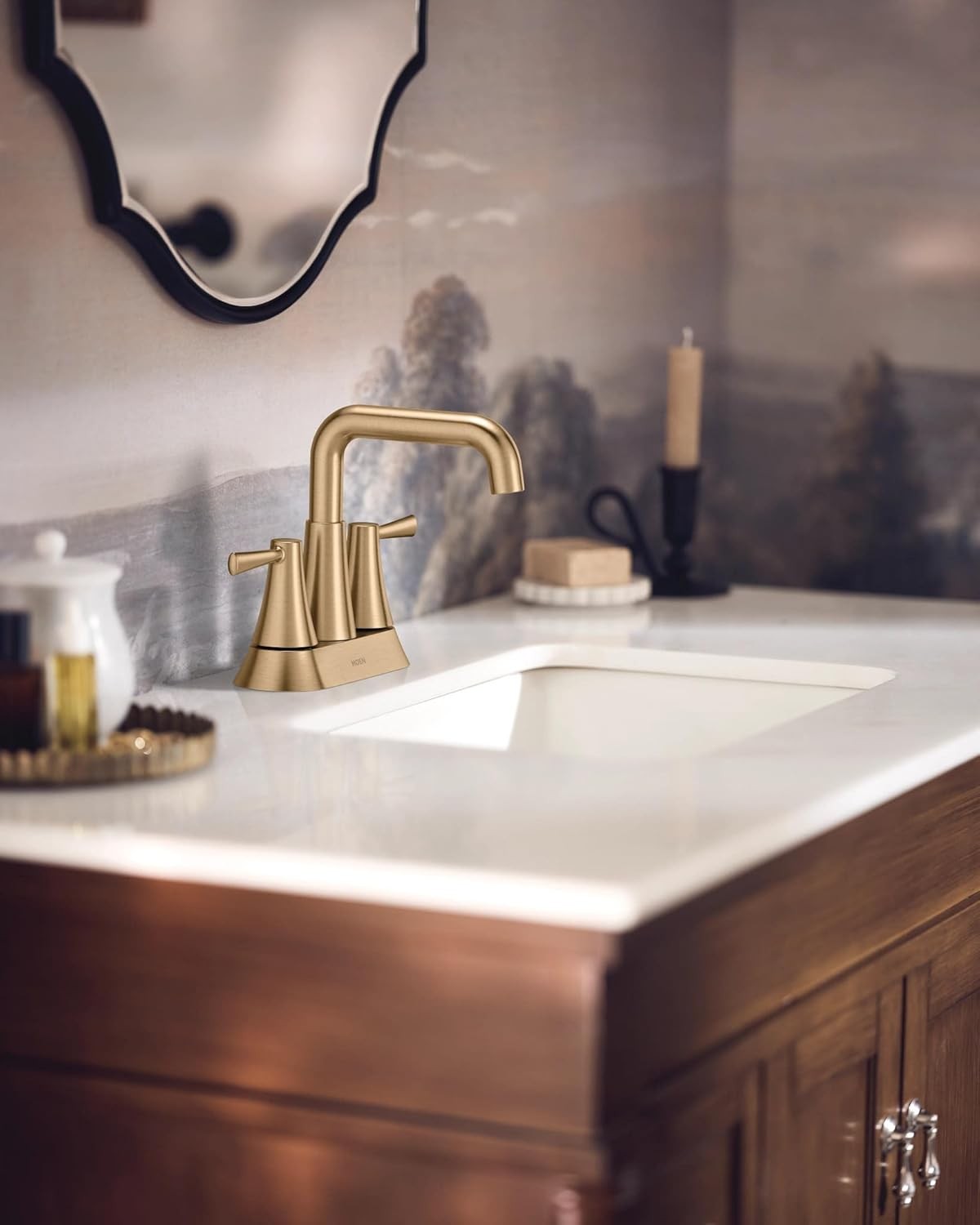 MOEN Ronan 84025BZG 2-Handle 4" Modern Bathroom Sink Faucet - Bronzed Gold