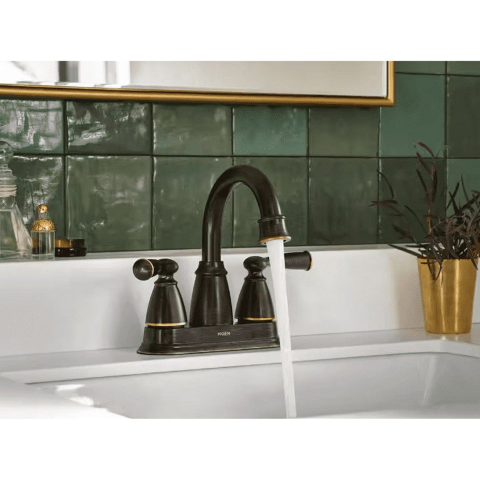 MOEN 84943BRB Banbury 4" Centerset 2-Handle Bathroom Faucet Mediterranean Bronze