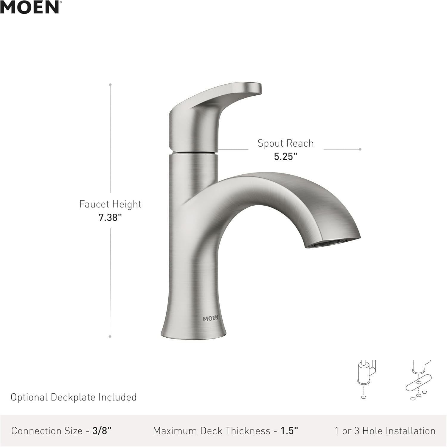 MOEN Karis 84346BL Single Hole Single Handle Bathroom Faucet - Matte Black