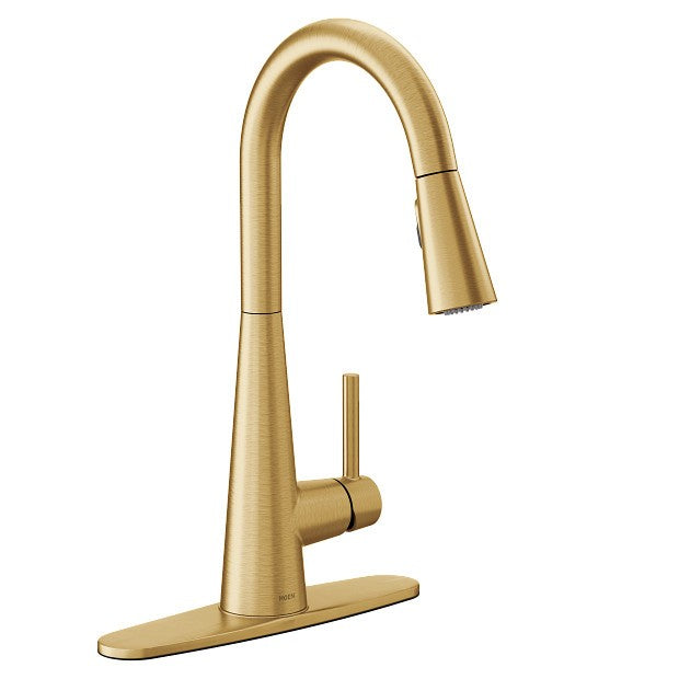 Moen 7864BG Sleek 1-Handle High Arc Kitchen Faucet with Pull Down - Brushed Gold