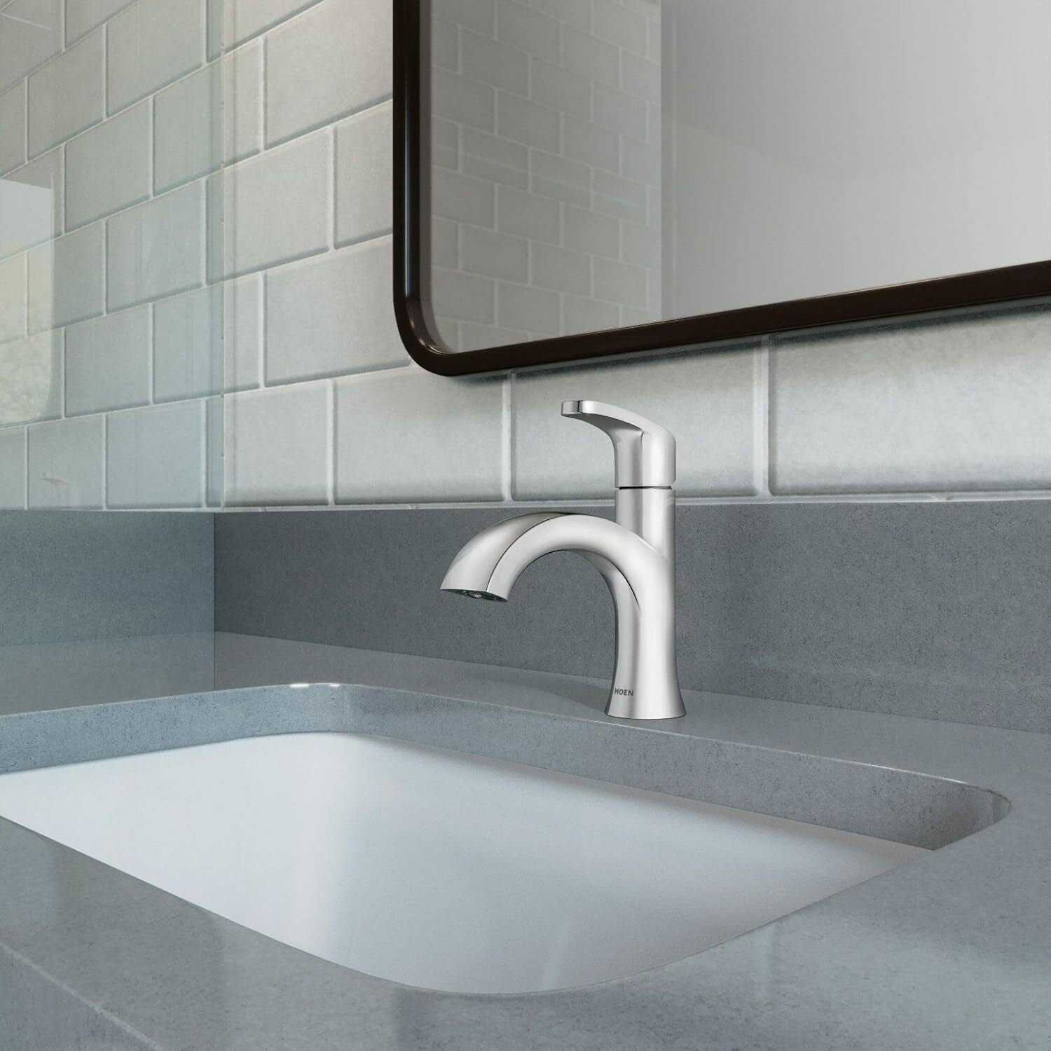 Moen 84346 Karis One-Handle 1-Hole/Centerset Bathroom Faucet w/ DRAIN - Chrome