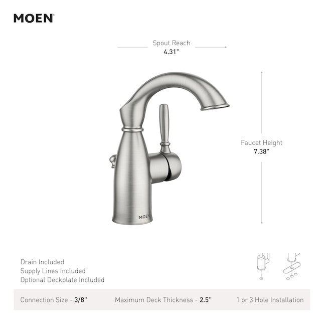 MOEN Sarona 84144BRB 1-Hole Single-Handle Bathroom Faucet - Mediterranean Bronze