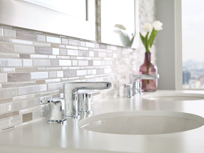 Moen Rizon T6920 Chrome Two-Handle Widespread Bathroom Faucet, Valve Required