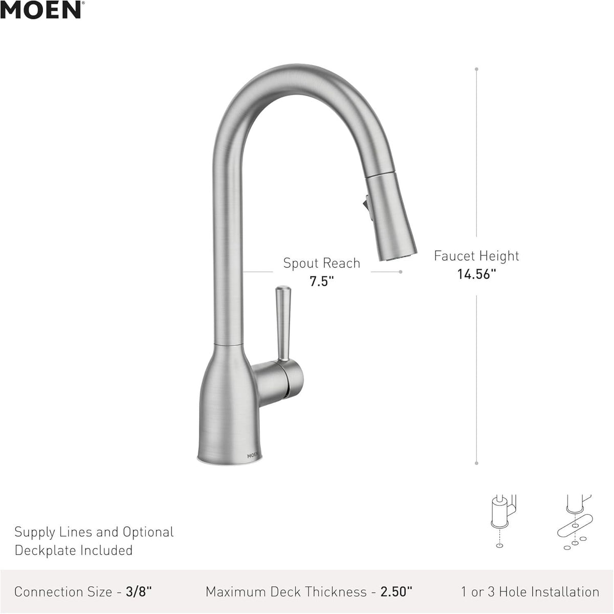Moen 87233 Adler 1.5 GPM Pull Down Kitchen Faucet - Polished Chrome