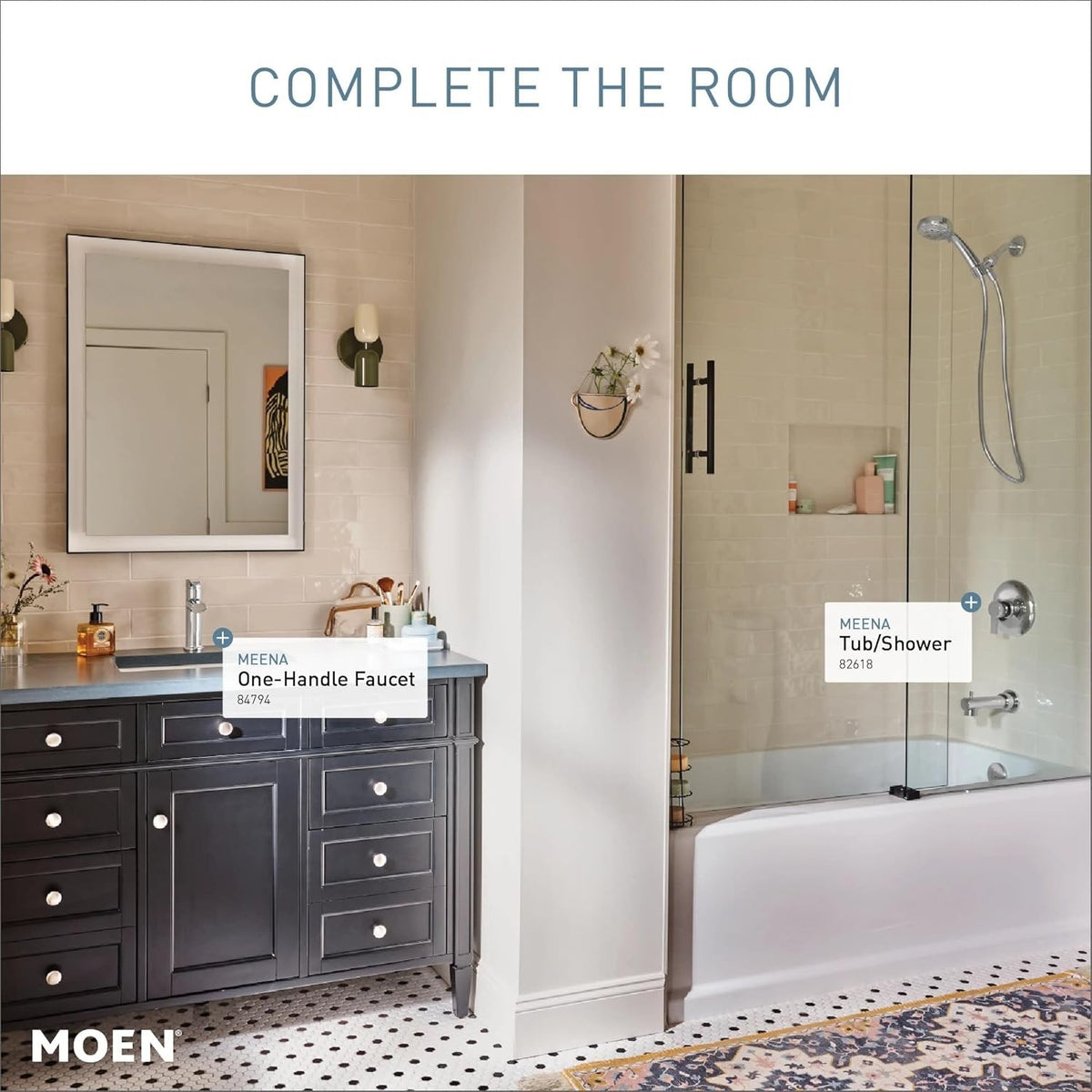 Moen 82618 Meena 1-Handle Faucet Handshower Shower & Tub Spout - Chrome
