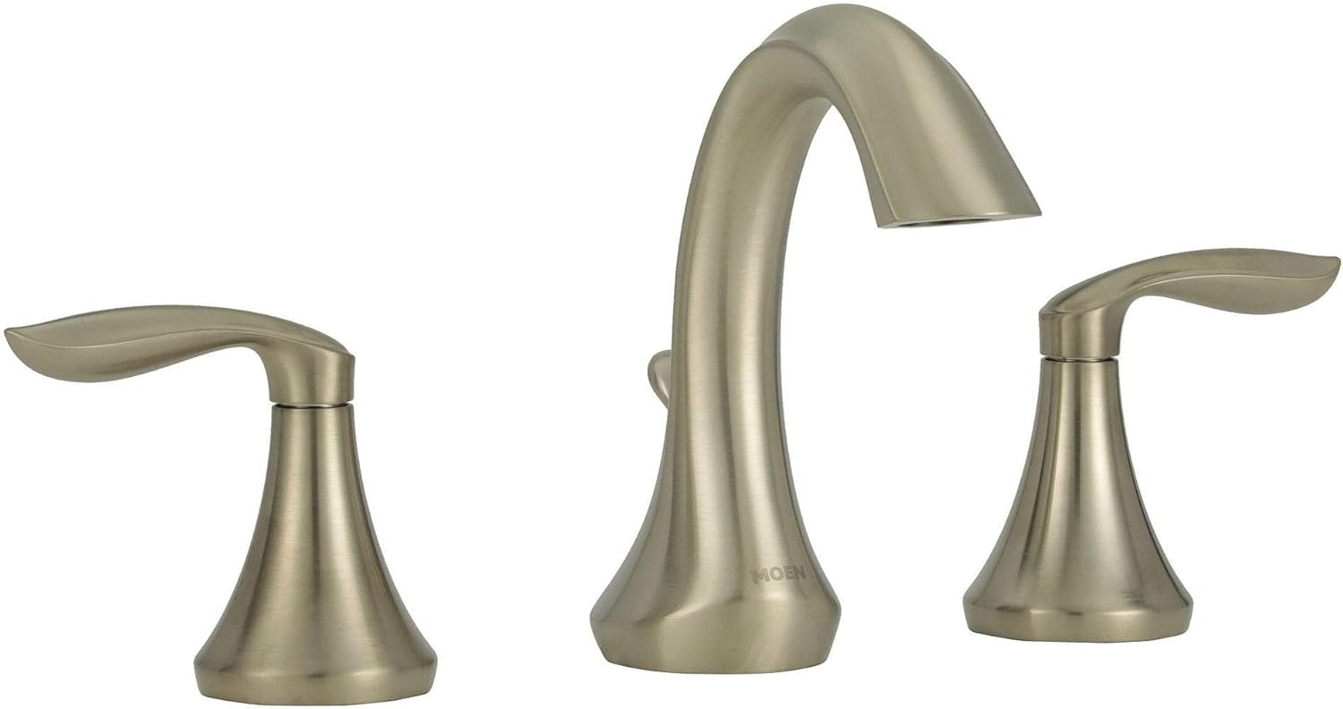 Moen T6420BN Eva High Arc Widespread Bathroom Sink Faucet Brushed Nickel