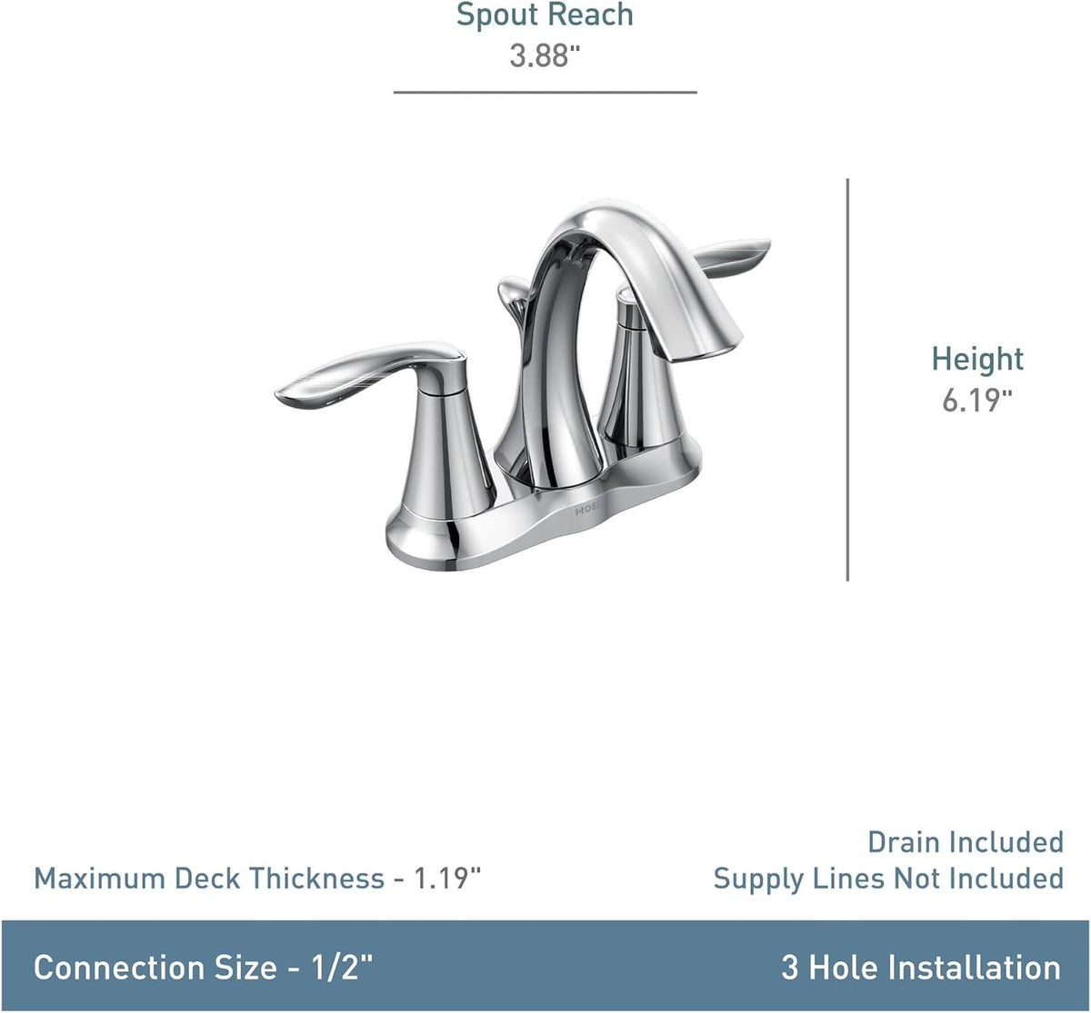 Moen 6410BN Eva Two Handle 4-Inch Centerset Bathroom Faucet - Brushed Nickel