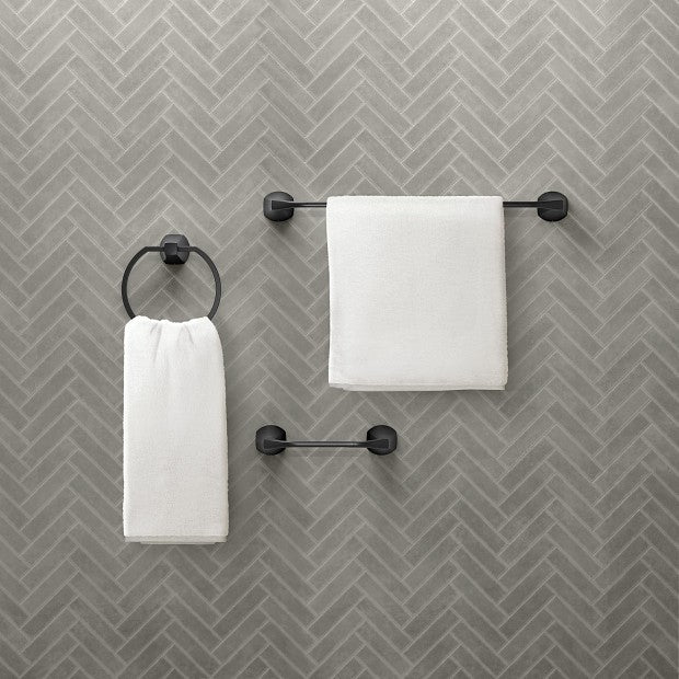 Moen Lindor MY8793BL Bathroom Set Towel Bar & Ring Paper Holder - Matte Black