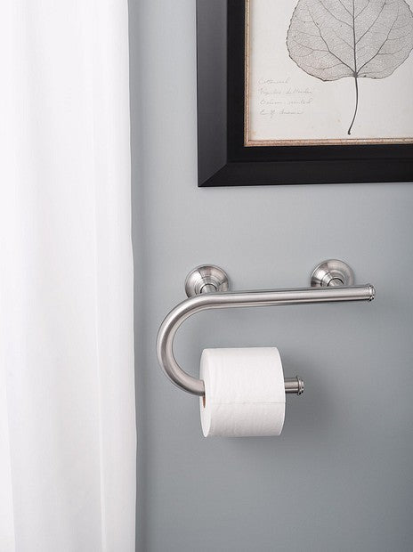 Moen LR2352DBN Bathroom 8" Grab Bar & Toilet Paper Holder - Brushed Nickel