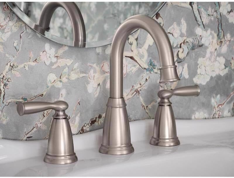 Moen 84947SRN Banbury Widespread High Arc Bathroom Faucet Brushed Nickel