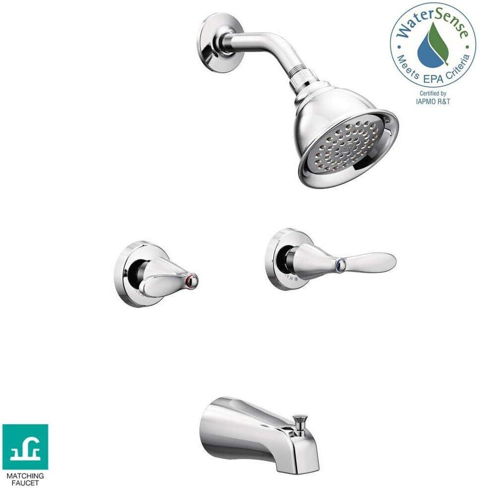 Moen 82602 Tub & Shower Finish Adler 2-Handle 1-Spray Tub Shower Faucet W/ Valve