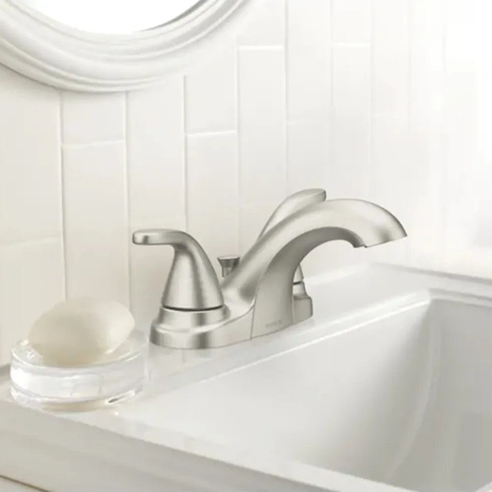Moen Adler 4 in 84603SRN Two-Handle Bathroom Faucet - Spot Resist Brushed Nickel