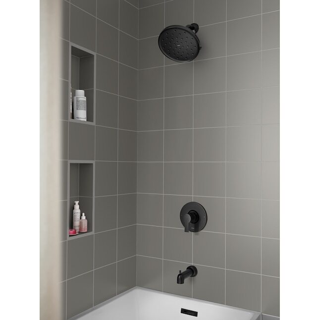 Moen Avri Matte Black 1-Handle Bathtub shower Head 9" Faucet with Valve 82156BL