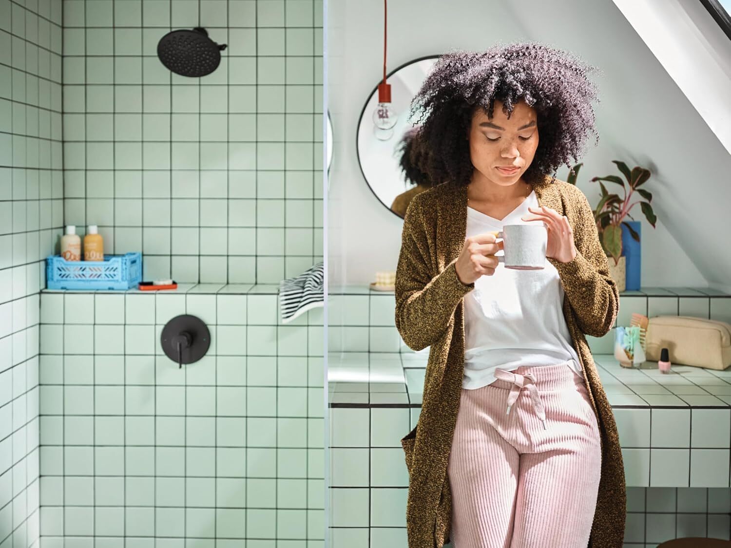 Moen S6320EPBL Premium Two-Function 8" Diameter Spray Head Rainshower Head Black