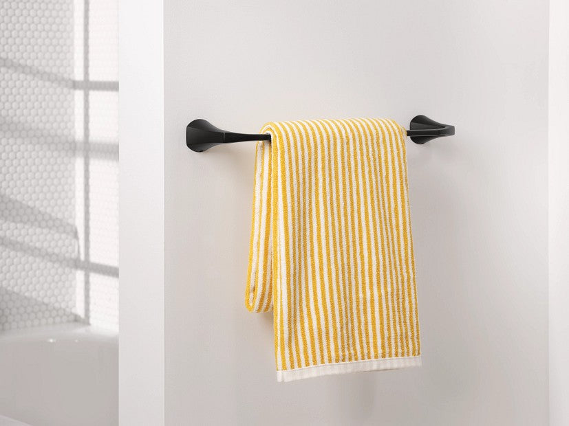 Moen MY8718BL Lindor Single Bathroom Towel Bar - Matte Black