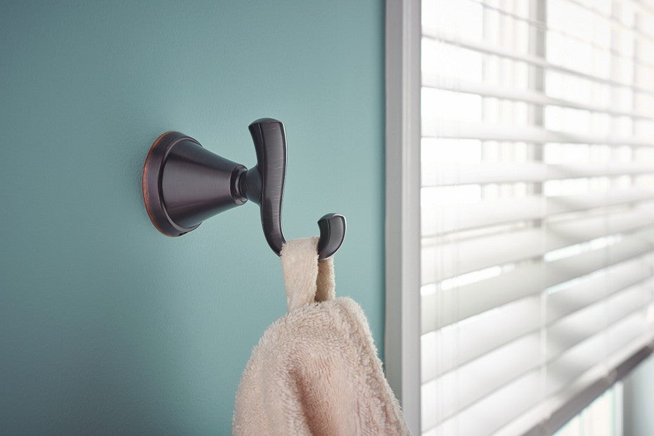 Moen MY4803BRB Tiffin Robe Hook With Press & Mark Stamp - Mediterranean Bronze