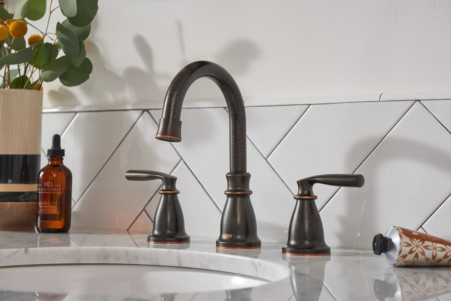 Moen 84539BRB Hilliard Two-Handle High Arc Lavatory Faucet- Mediterranean Bronze