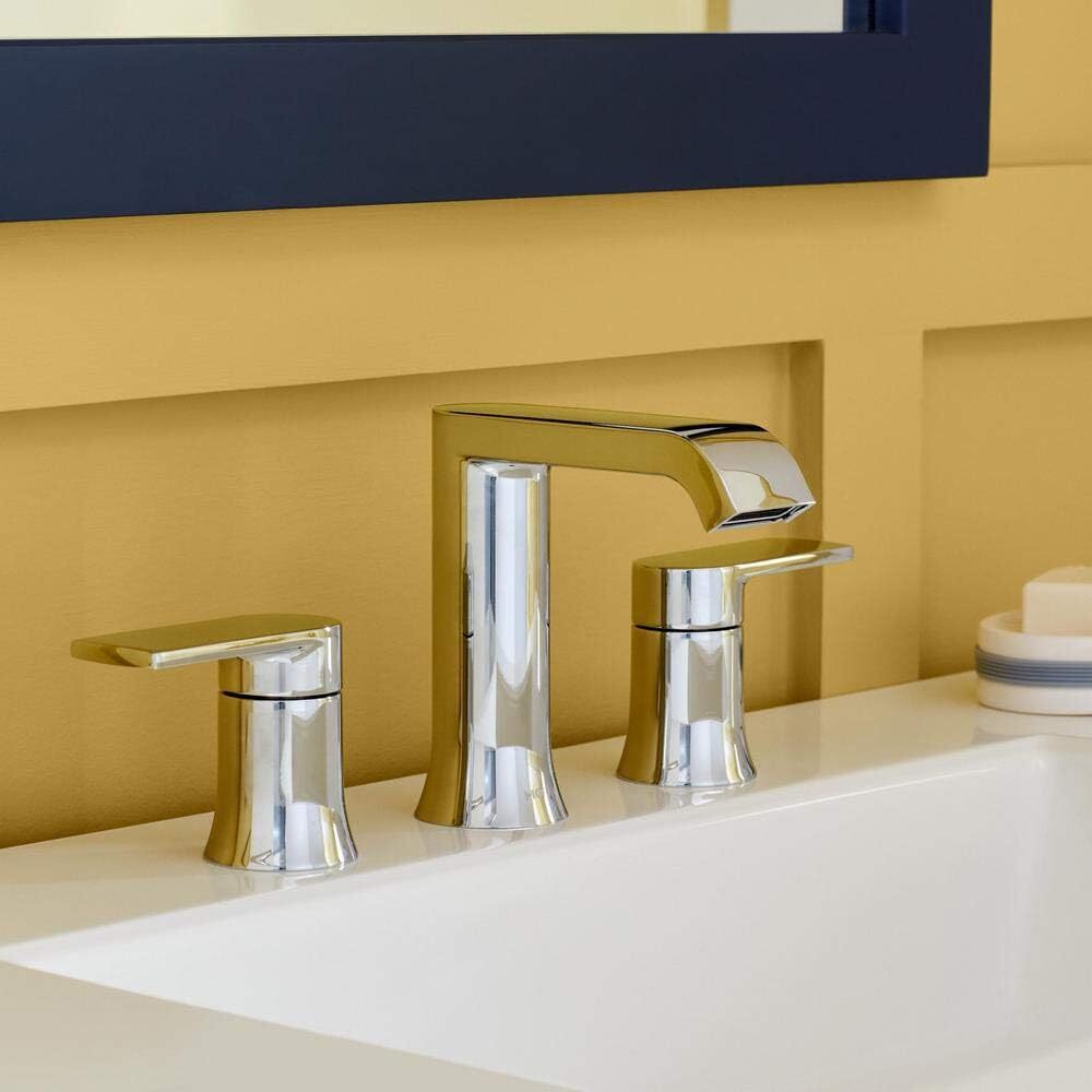 MOEN 84763 Genta 2-Handle Wide Bathroom Faucet Chrome With Drain & Lift Rod