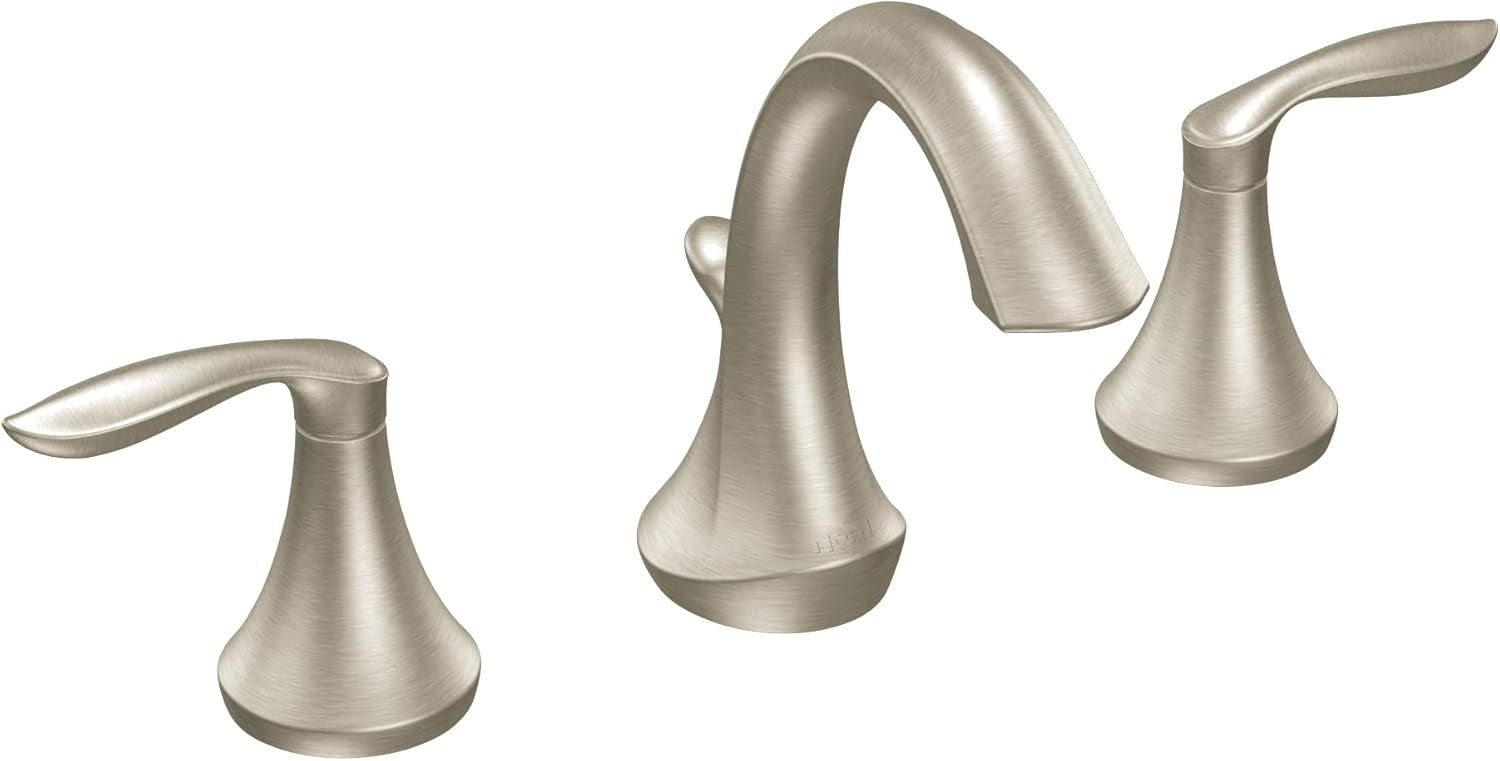 Moen T6420BN Eva High Arc Widespread Bathroom Sink Faucet Brushed Nickel