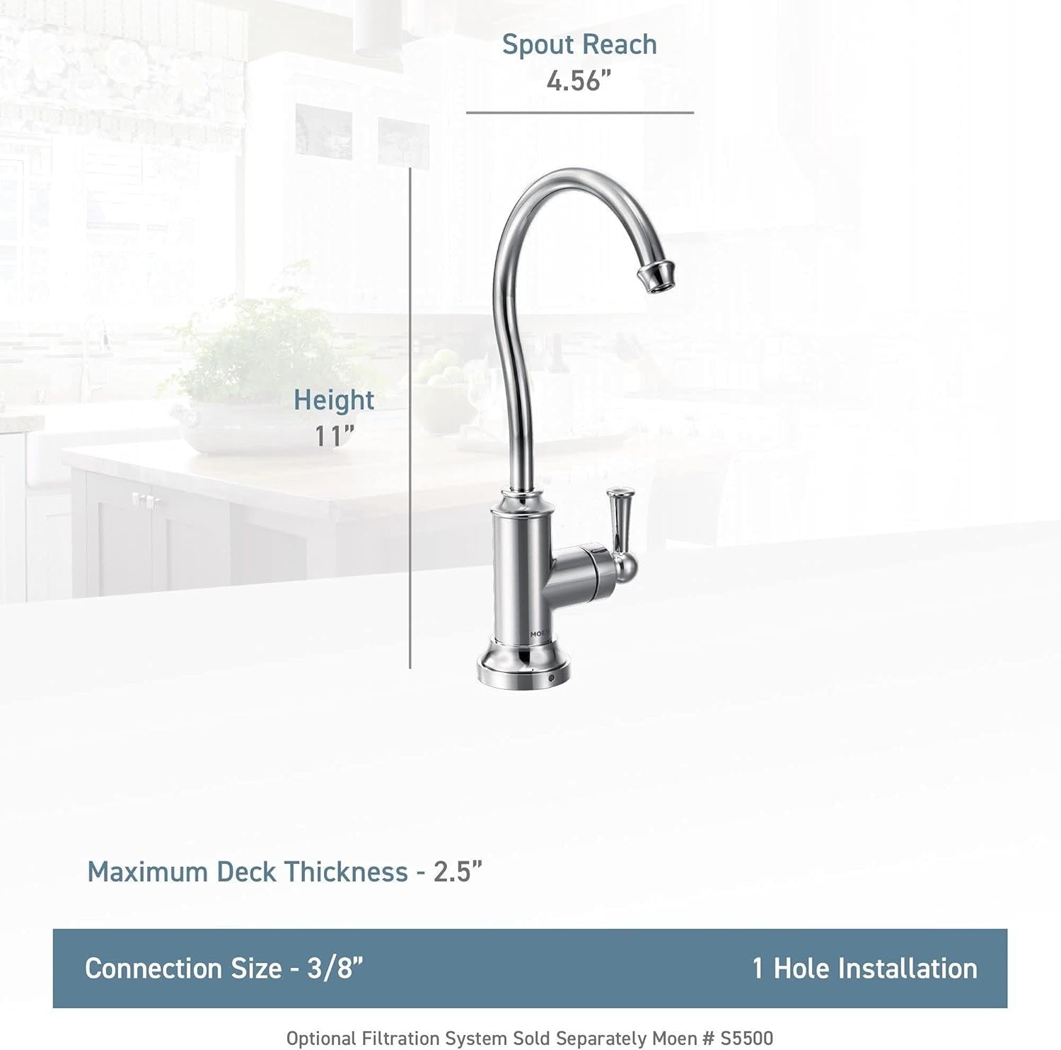 Moen S5510SRS Sip Traditional Cold Water Kitchen Beverage Faucet - Stainless