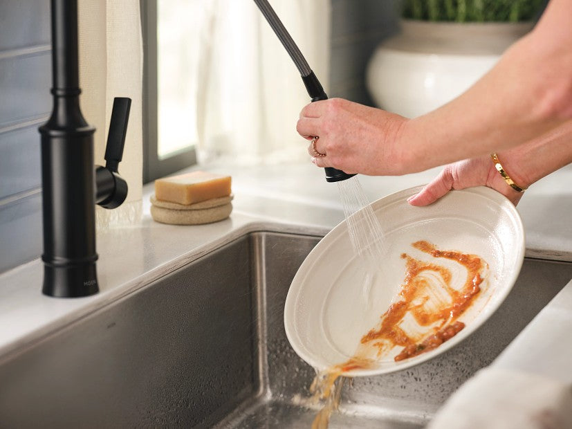 Moen 87679BL Gilden 1-Handle High Arc Pull-Down Kitchen Faucet - Matte Black