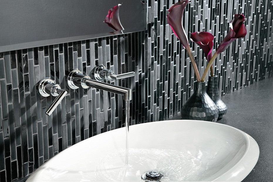 Moen TS43003BL Arris Two-Handle Wall Mount Bathroom Faucet Trim - Matte Black