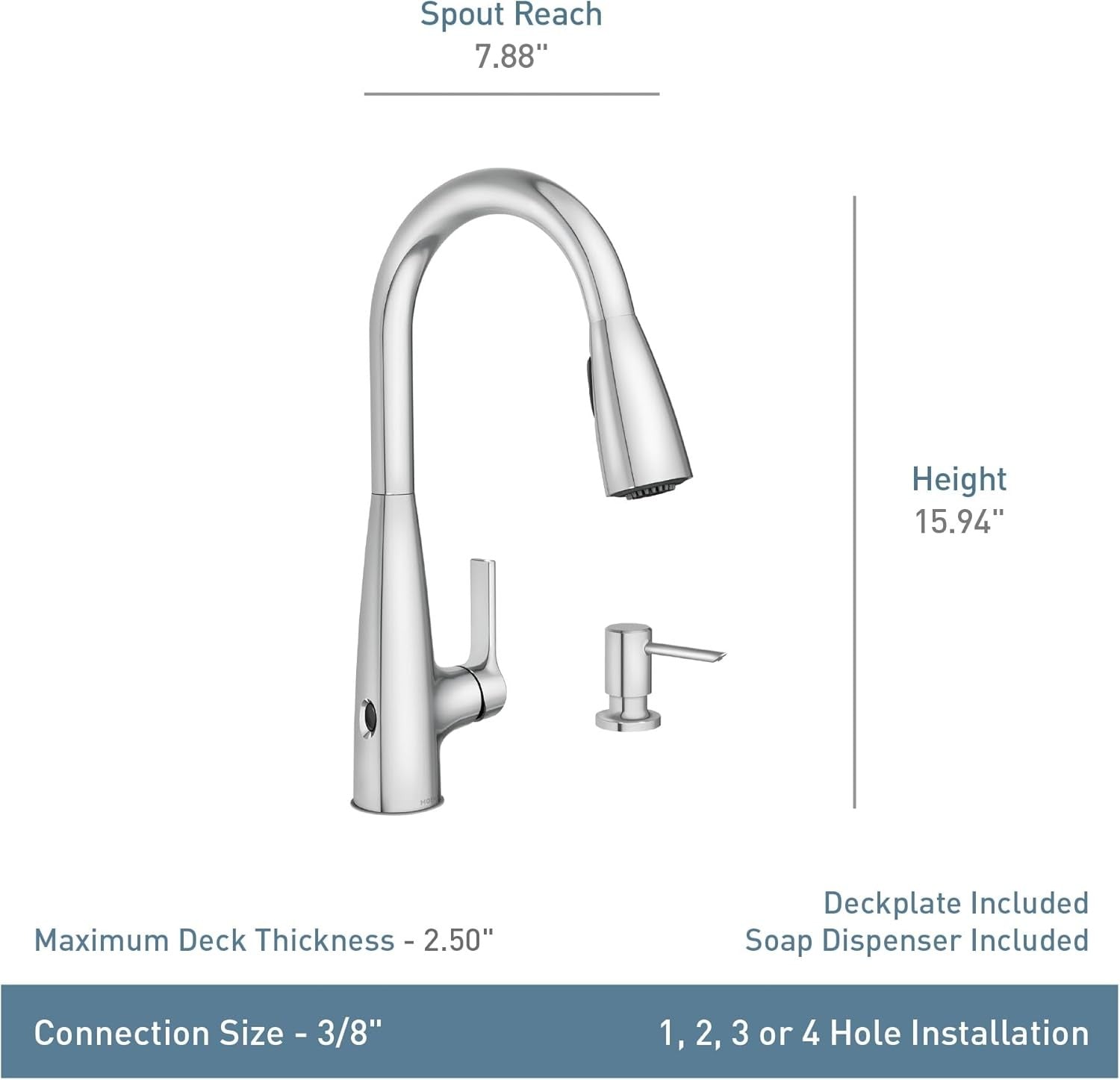 Moen 87627EWBL Haelyn Touchless Pull-Down Sprayer Kitchen Faucet - Matte Black
