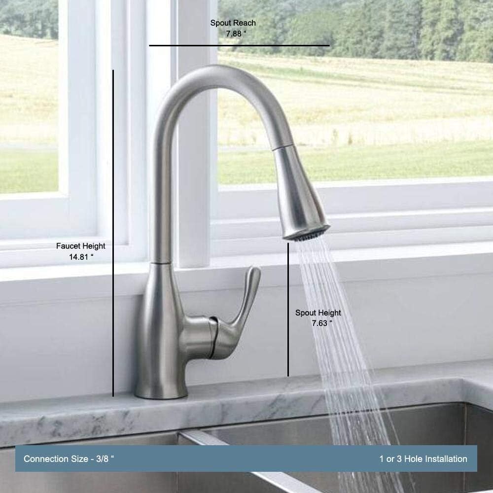 Moen 87966SRS Kaden Spot Resist Stainless One-Handle Pulldown Kitchen Faucet