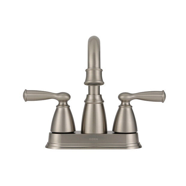 Moen 84943SRN Spot Resist Brushed Nickel Centerset Double Handle Bathroom Faucet