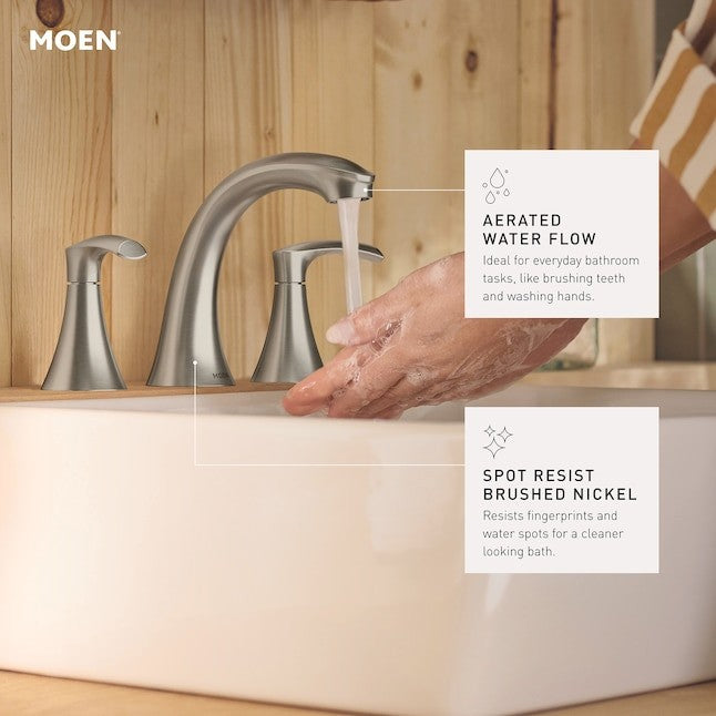 Moen 84138SRN Graeden 2-Handle Widespread Bathroom Sink Faucet - Brushed Nickel