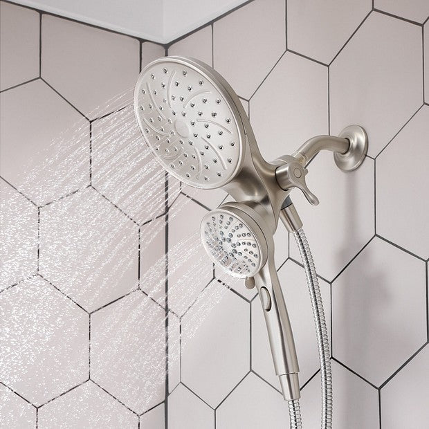 MOEN 26008SRN Attract Magnetix 6-Spray 7" Dual Rainshower Combo - Brushed Nickel