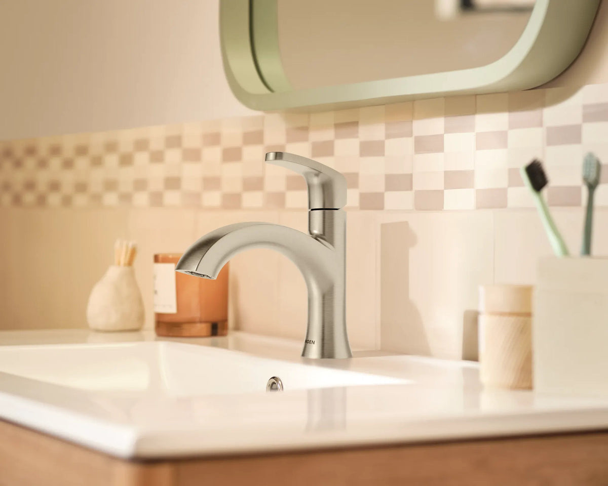Moen 84346SRN Karis 1-Handle Bathroom Sink Faucet - Spot Resist Brushed Nickel