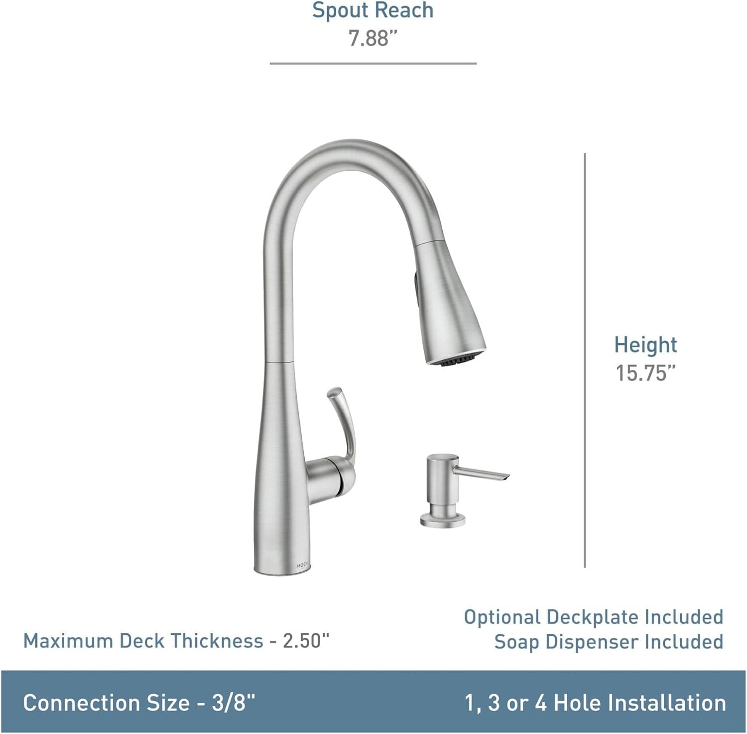 Moen Essie 87014SRS 1-Handle Pull-Down Kitchen Faucet In Spot Resist Stainless
