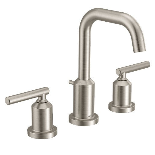 Moen TV6142BN Gibson Brushed Nickel High Arc Bathroom Sink Faucet Valve Included