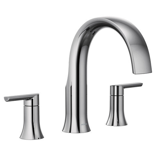NEW Moen TS983 Doux 2-Handle High Arc Deck-Mount Roman Tub Faucet Chrome B25