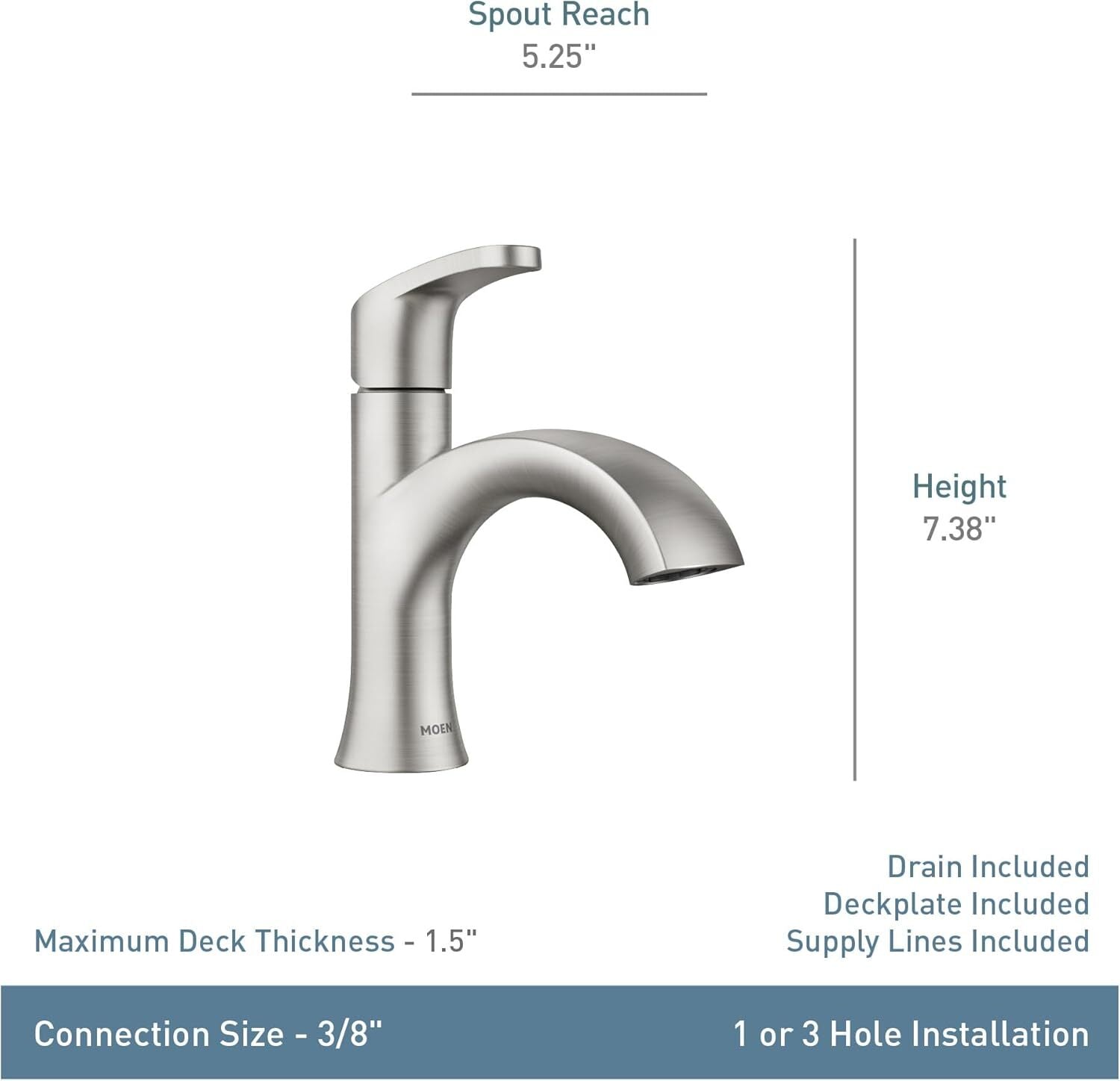 Moen Karis Spot Resist Brushed Nickel One-Handle Lavatory Faucet 84346SRN