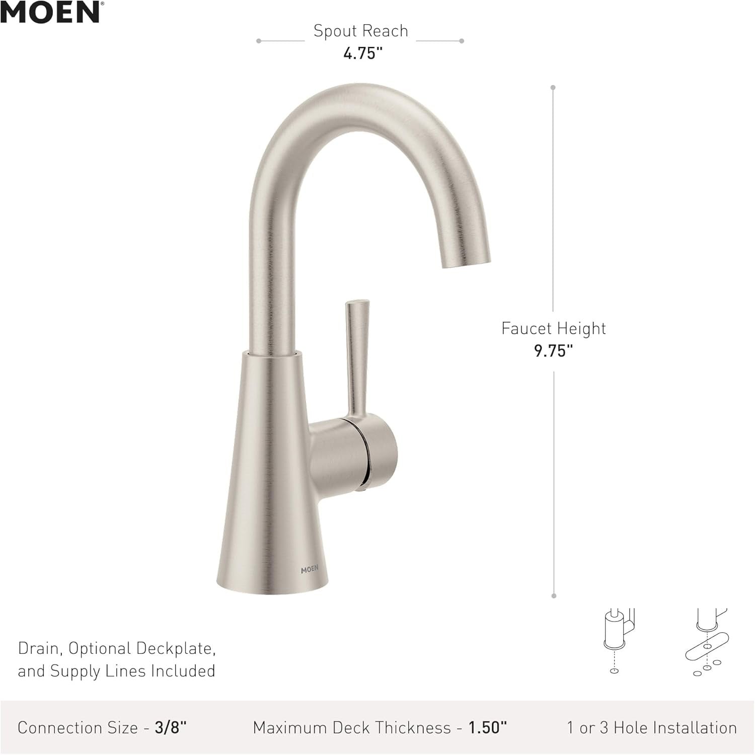 Moen Ronan Single Hole Single-Handle Bathroom Faucet in Matte Black 84021BL