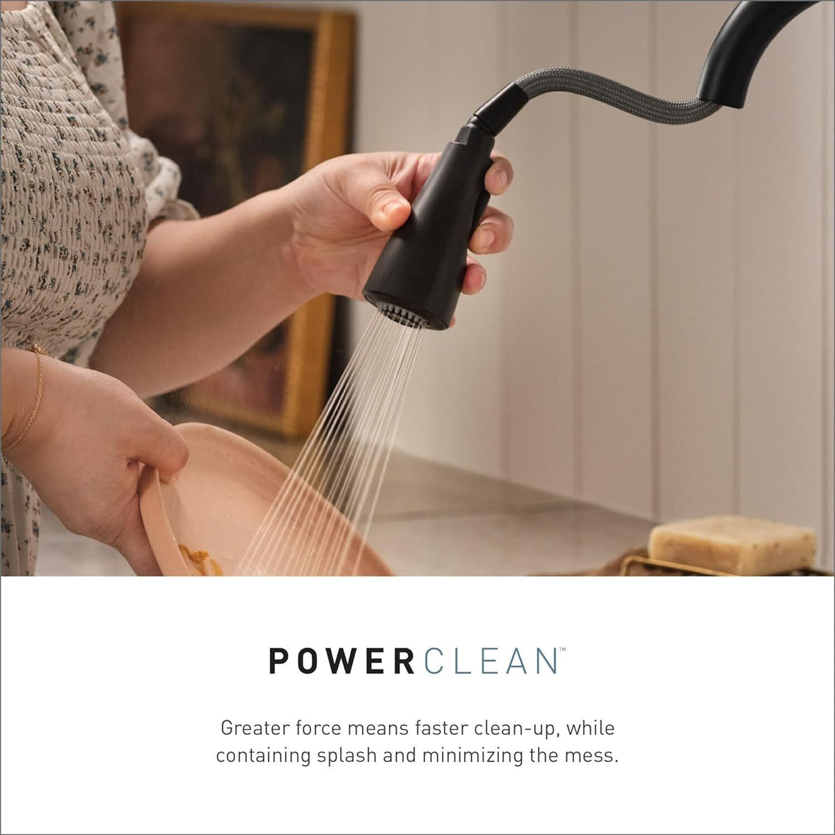 Moen CA87316BL Renzo 1-Handle Deck Mount Pull-Out Kitchen Faucet - Matte Black