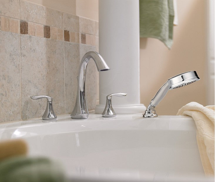 Moen T944ORB Oil Rubbed Bronze Eva Two-Handle Roman Tub Faucet w/Hand Shower