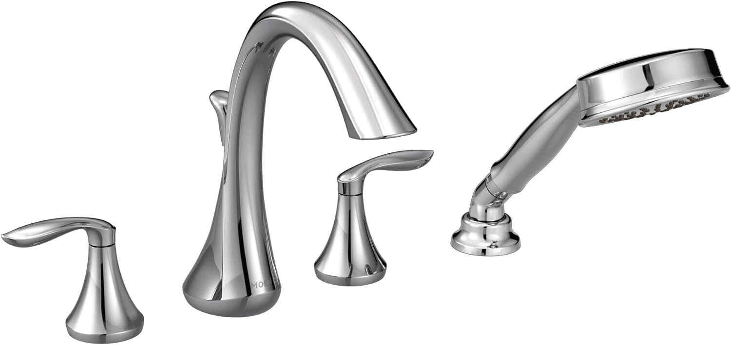 Moen T944 Eva Two-Handle High Arc Roman Tub Faucet Hand Shower w/o Valve, Chrome