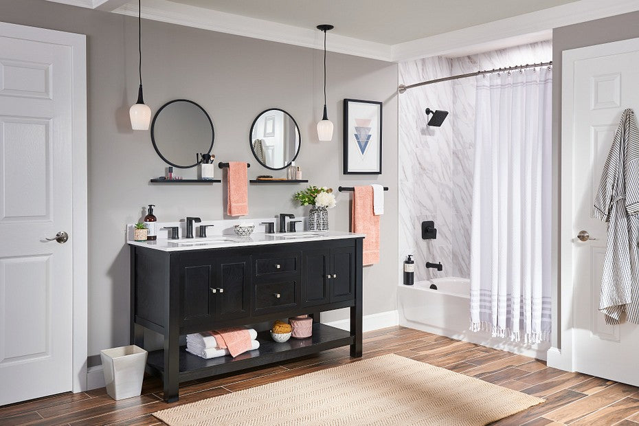 Moen BH3886BL Genta LX Double Post Wall Mounted Hand Towel Bar - Matte Black