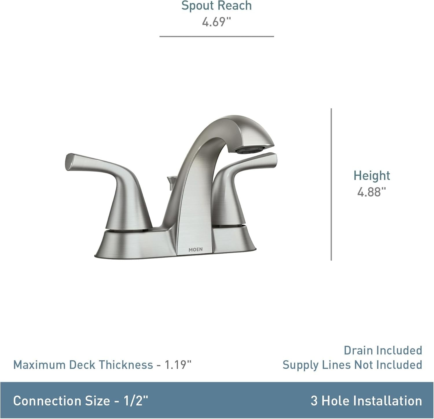 Moen Haber 84768SRN Bathroom Spot Resistant Faucet Brushed Nickel Finish