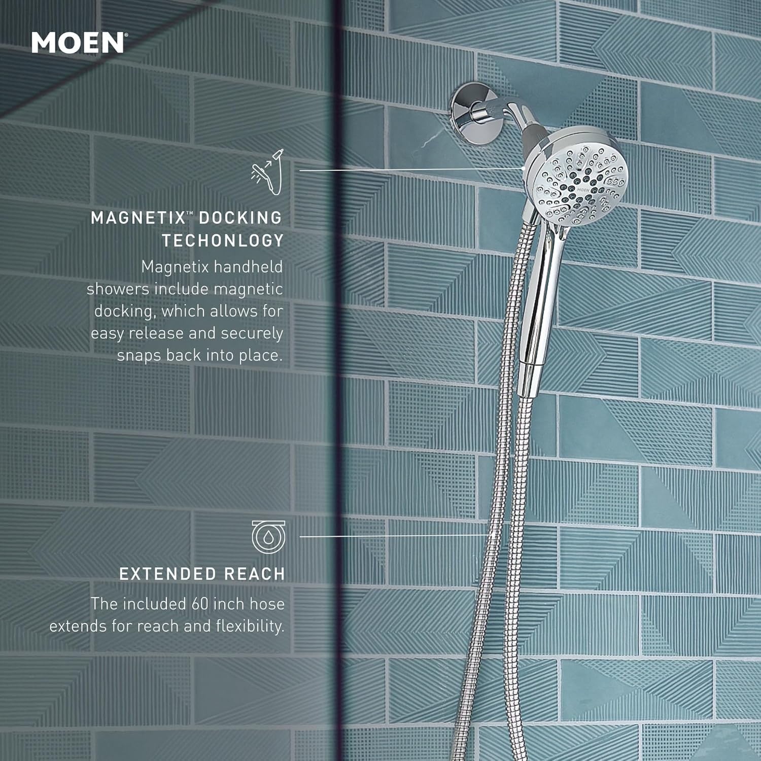 Moen 26100EP Engage Magnetix 6 Setting Handheld Shower Head - Chrome