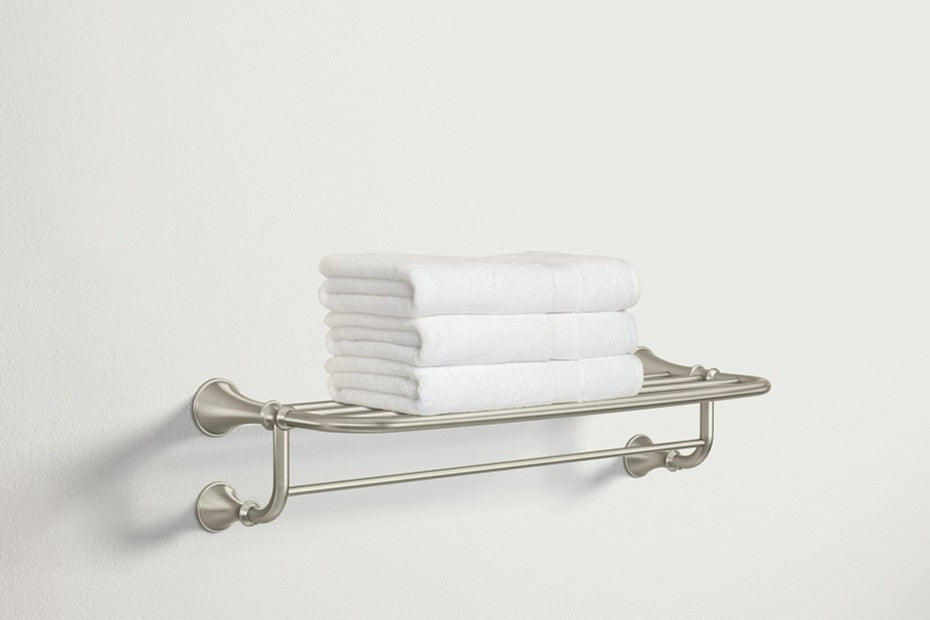 Moen BH5294BN 24" Hotel Towel Shelf Bathroom Rack - Brushed Nickel