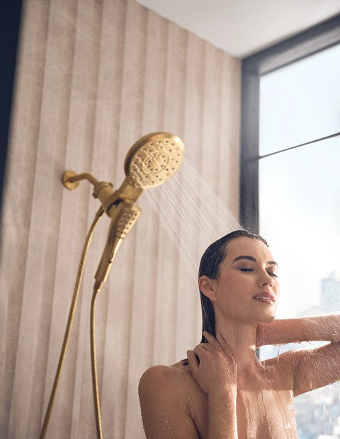 Moen 220C3BG Verso Rain Head & Magnetic Hand Shower Combo - Brushed Gold