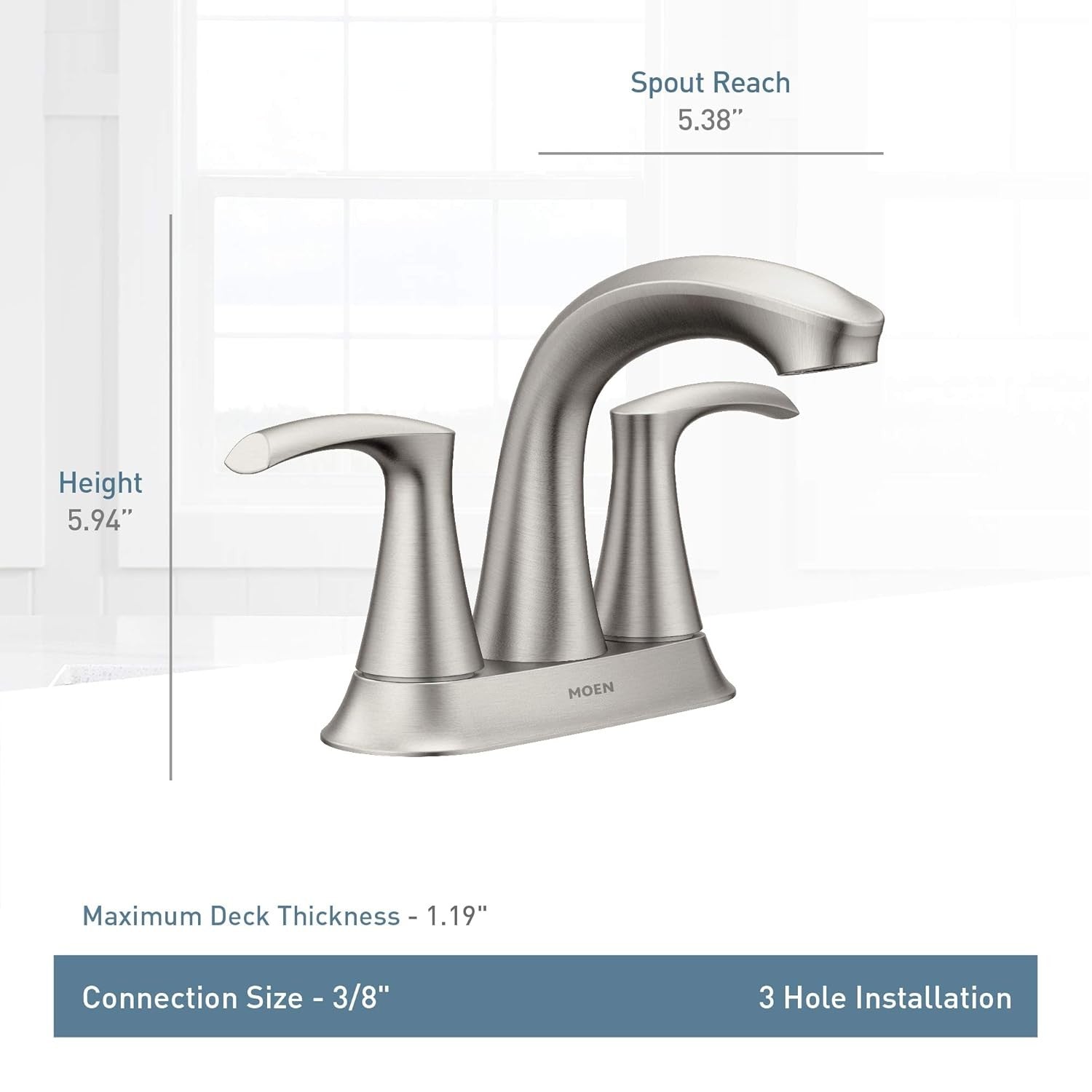 Moen 84137SRN Graeden 2-Handle Bathroom Faucet w/ Push Down Drain Brushed Nickel
