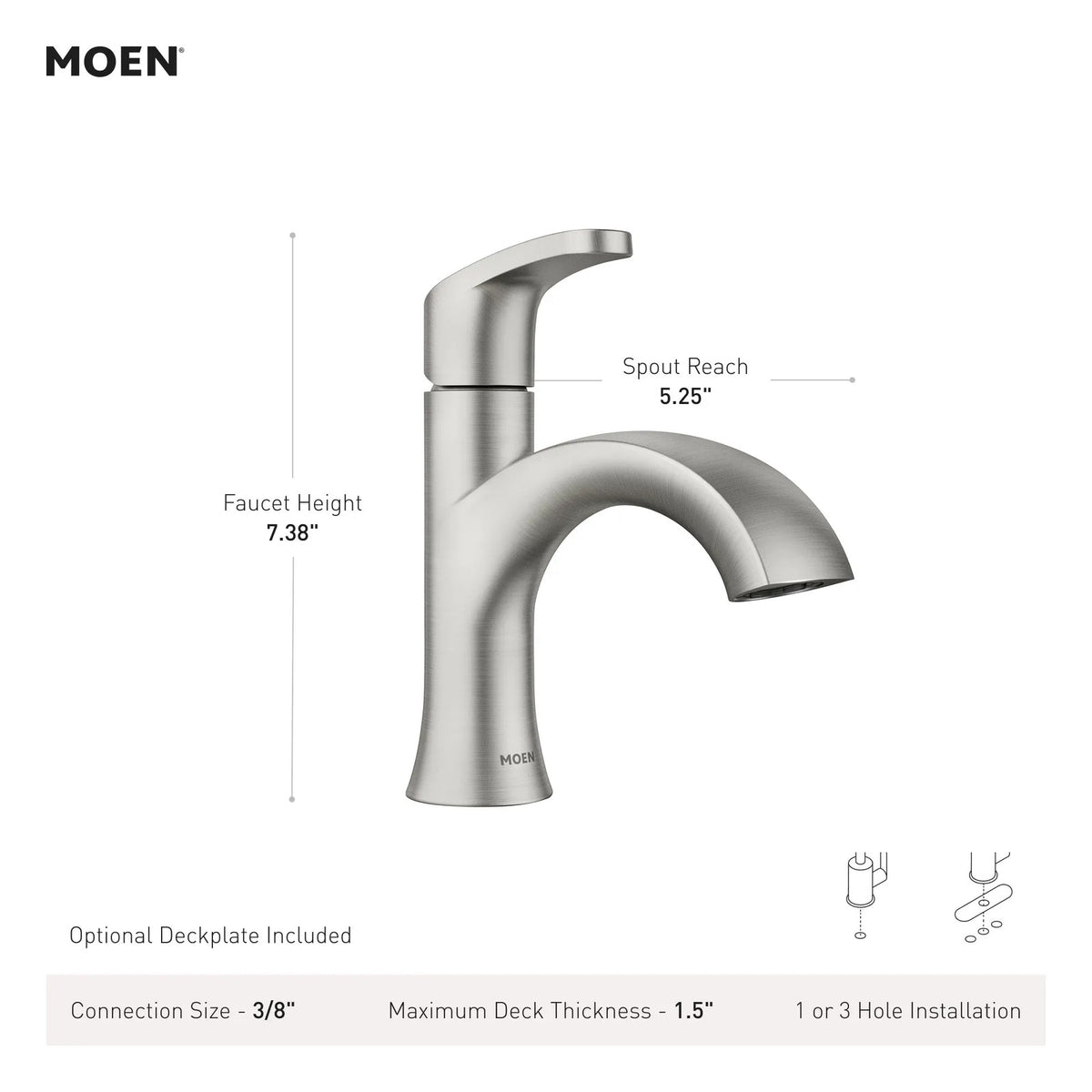 Moen 84346SRN Karis 1-Handle Bathroom Sink Faucet - Spot Resist Brushed Nickel