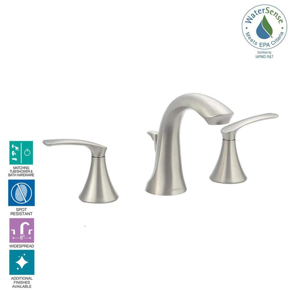 Moen WS84551SRN Darcy Brushed Nickel 2-Handle High-Arc Bathroom Faucet
